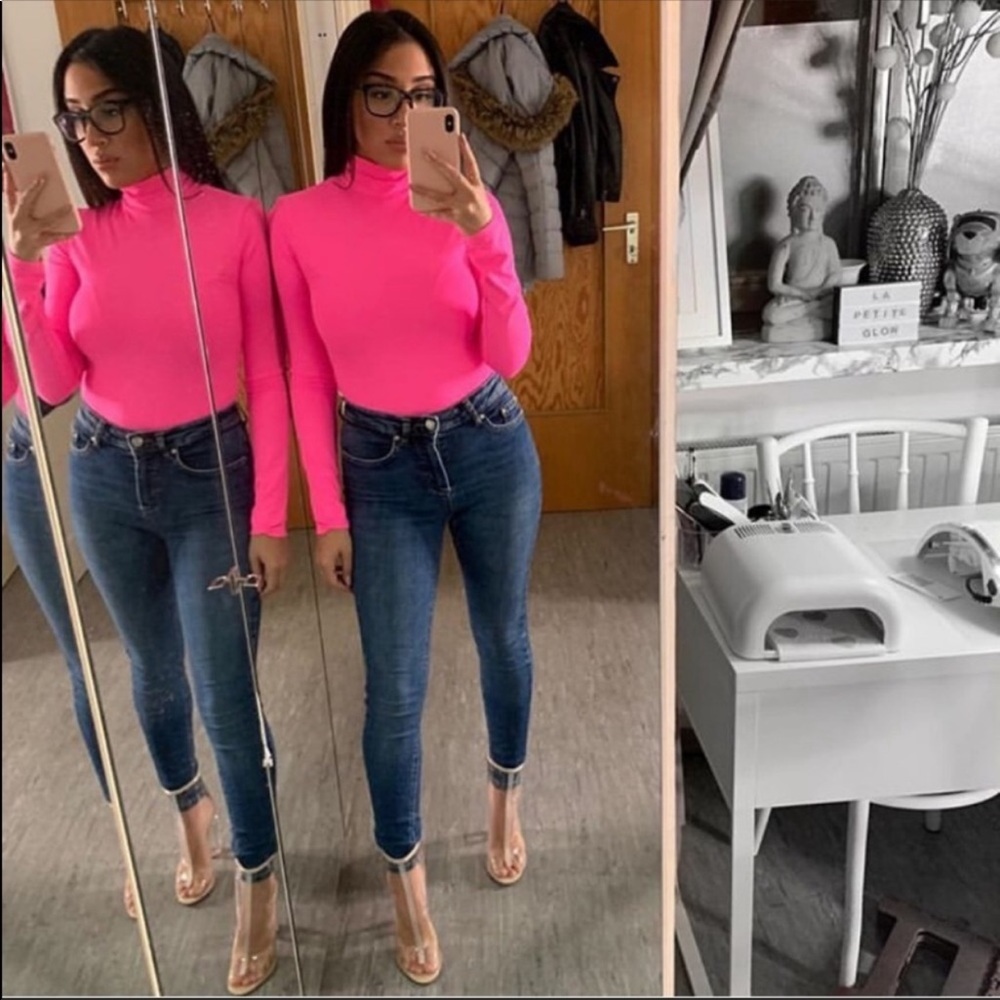 SOLDOUT Zara Neon Pink Ribbed Turtleneck - Picture 2 of 3